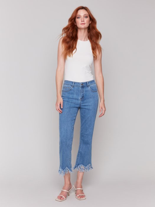 Charlie B Fringe Bottom Denim