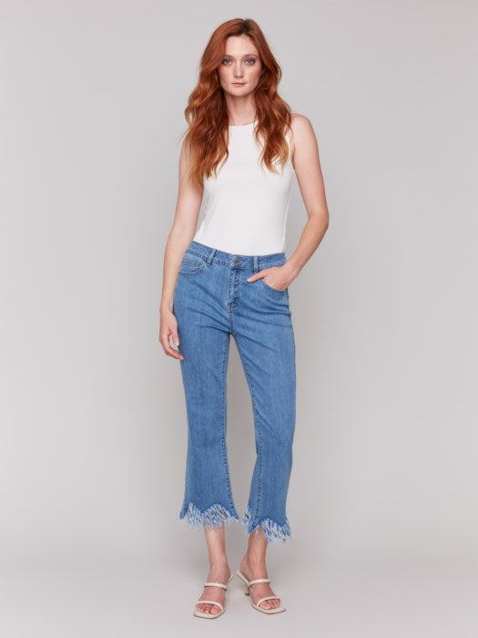 Charlie B Fringe Bottom Denim