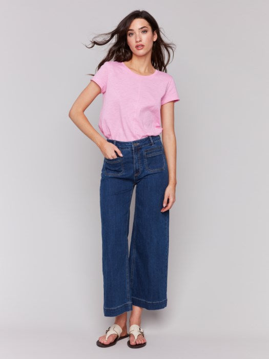 Charlie B Cropped Front Patch Pocket Denim