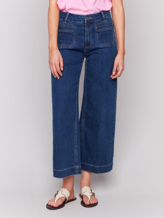 Charlie B Cropped Front Patch Pocket Denim