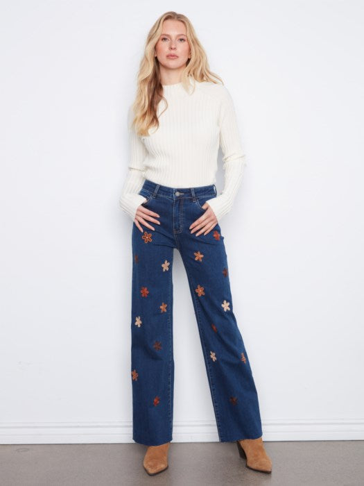 Embroidered Flower Power Denim
