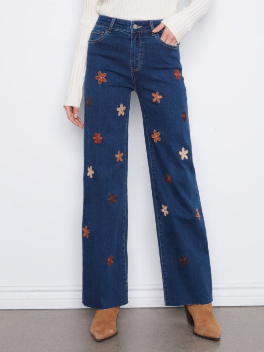 Embroidered Flower Power Denim