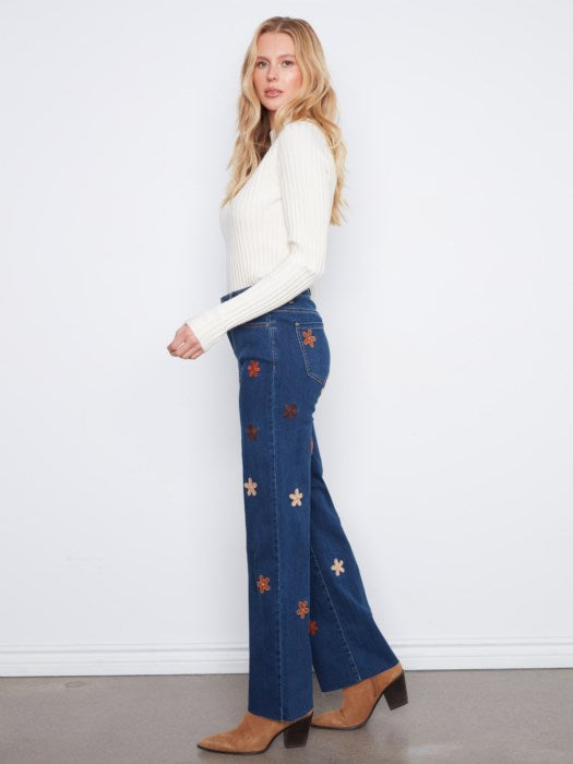 Embroidered Flower Power Denim