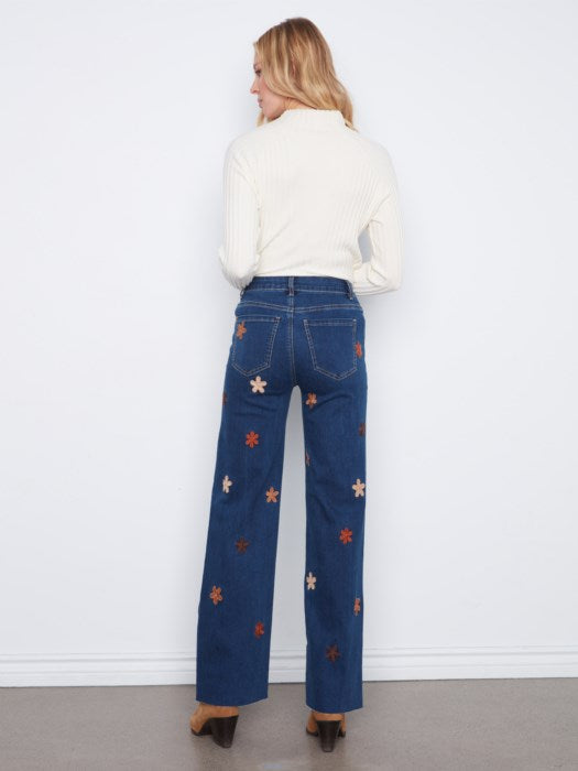 Embroidered Flower Power Denim