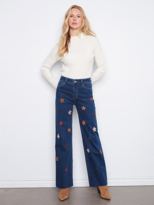 Embroidered Flower Power Denim