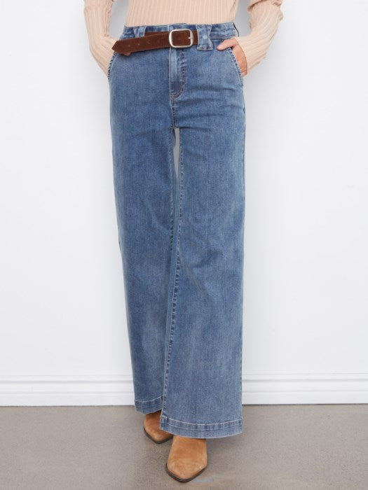 Wide Leg Flare Pants w/ Belt