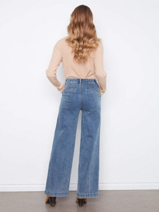 Wide Leg Flare Pants w/ Belt
