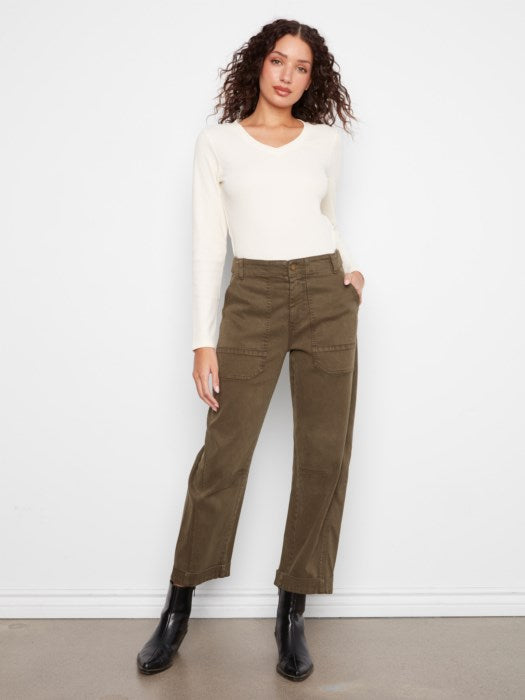 Charlie B Olive Twill Denim