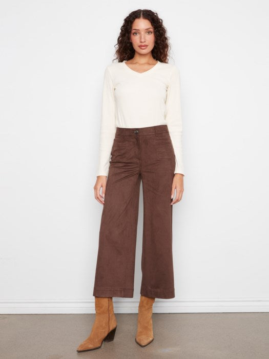 Faux Suede Cropped Pants