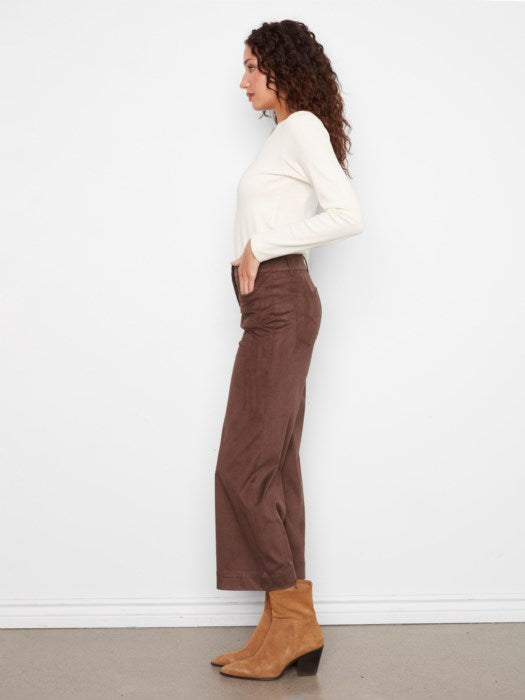 Faux Suede Cropped Pants