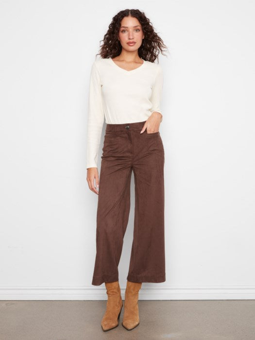 Faux Suede Cropped Pants