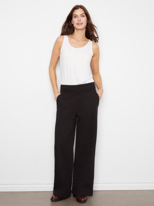 Wide Leg French Terry Pull-On Pants