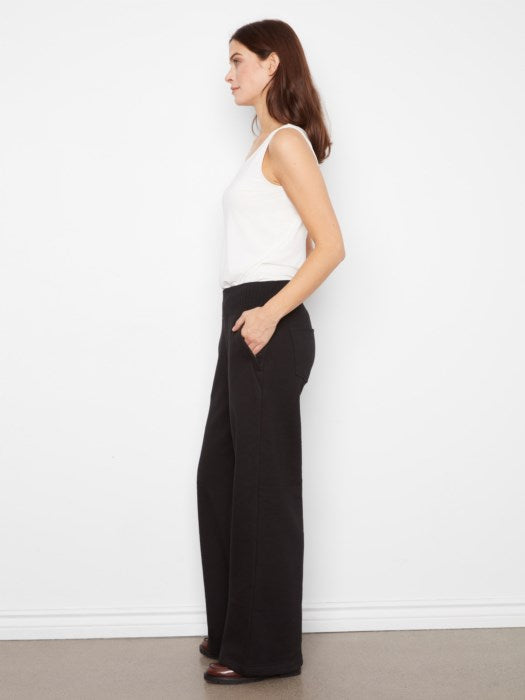 Wide Leg French Terry Pull-On Pants