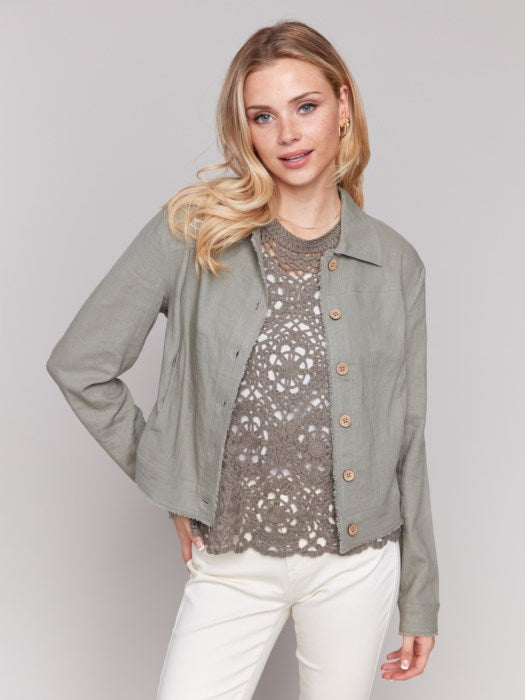 Charlie B Celadon Lucy Linen Jacket