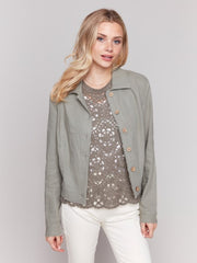 Charlie B Celadon Lucy Linen Jacket