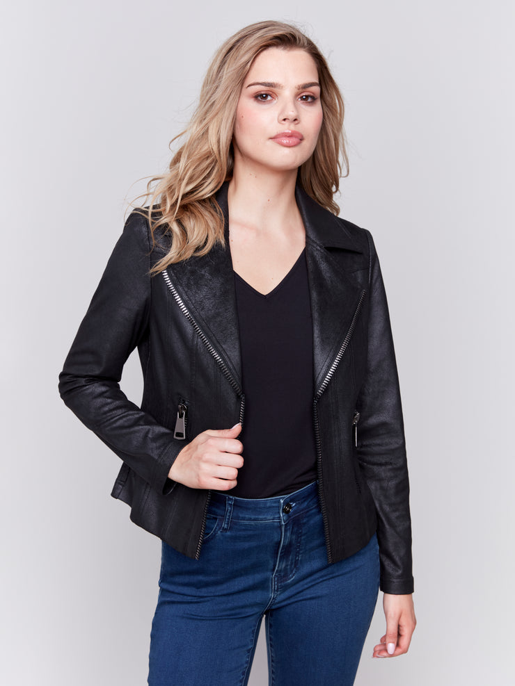 FAUX LEATHER MOTO JACKET