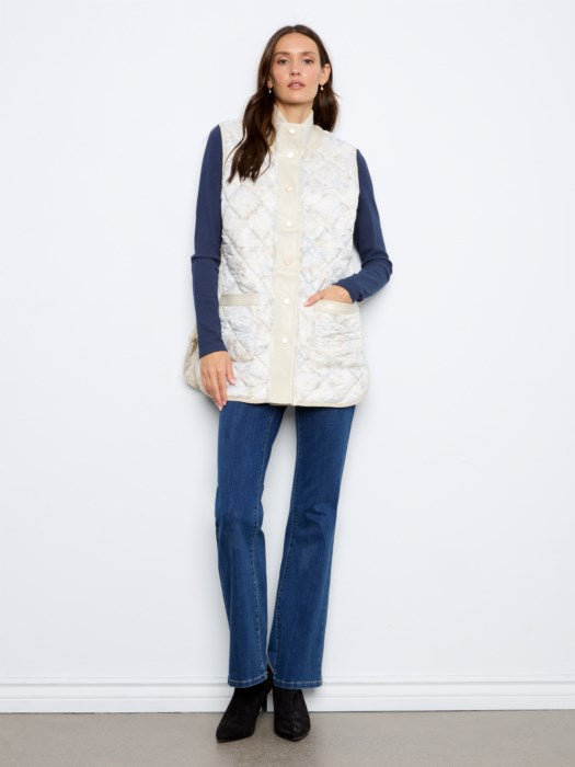 Irridescent Printed Reversible Quilted Vest