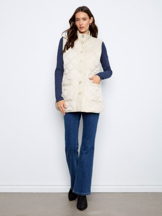 Irridescent Printed Reversible Quilted Vest