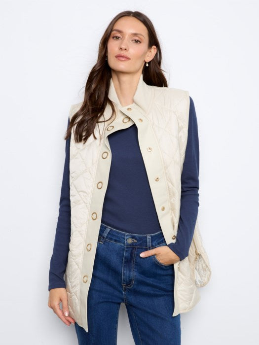 Irridescent Printed Reversible Quilted Vest
