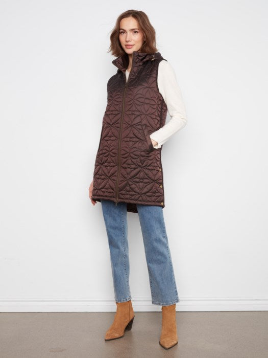 Long Puffer Vest w/ Removeable Hood