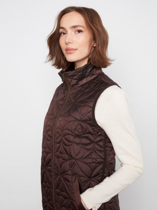 Long Puffer Vest w/ Removeable Hood