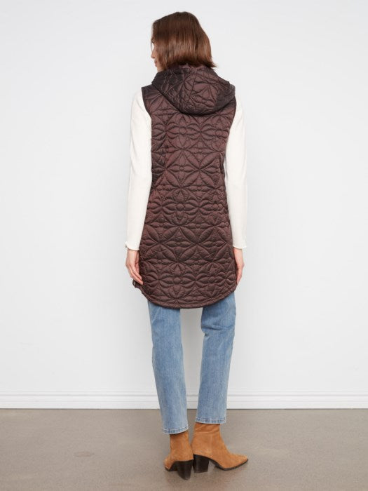 Long Puffer Vest w/ Removeable Hood