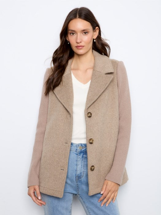 Wool Blend Notched Lapel Jacket