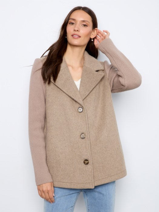 Wool Blend Notched Lapel Jacket