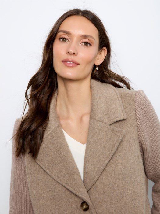 Wool Blend Notched Lapel Jacket