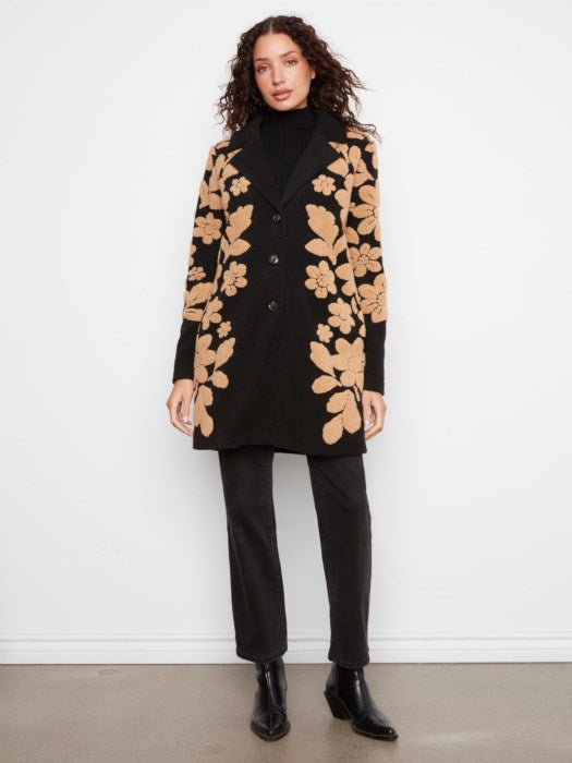Floral Sherpa Applique Coat