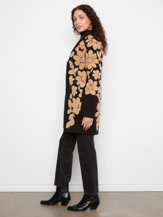 Floral Sherpa Applique Coat