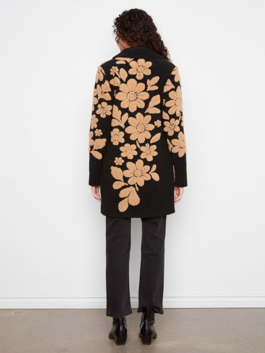 Floral Sherpa Applique Coat
