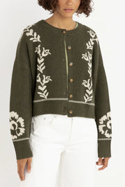 ANTIQUE FLORAL CROP CARDIGAN