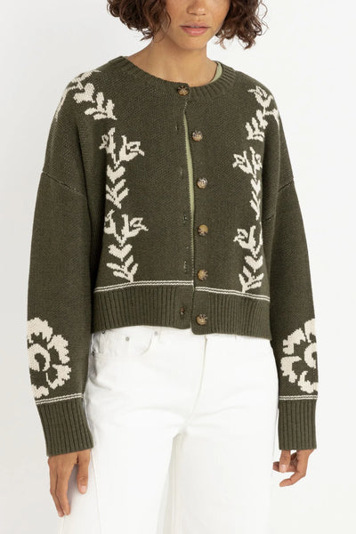 ANTIQUE FLORAL CROP CARDIGAN