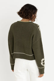 ANTIQUE FLORAL CROP CARDIGAN