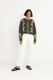 ANTIQUE FLORAL CROP CARDIGAN
