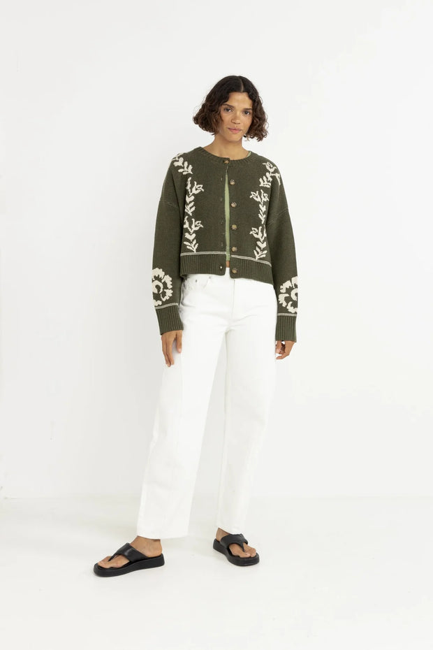 ANTIQUE FLORAL CROP CARDIGAN