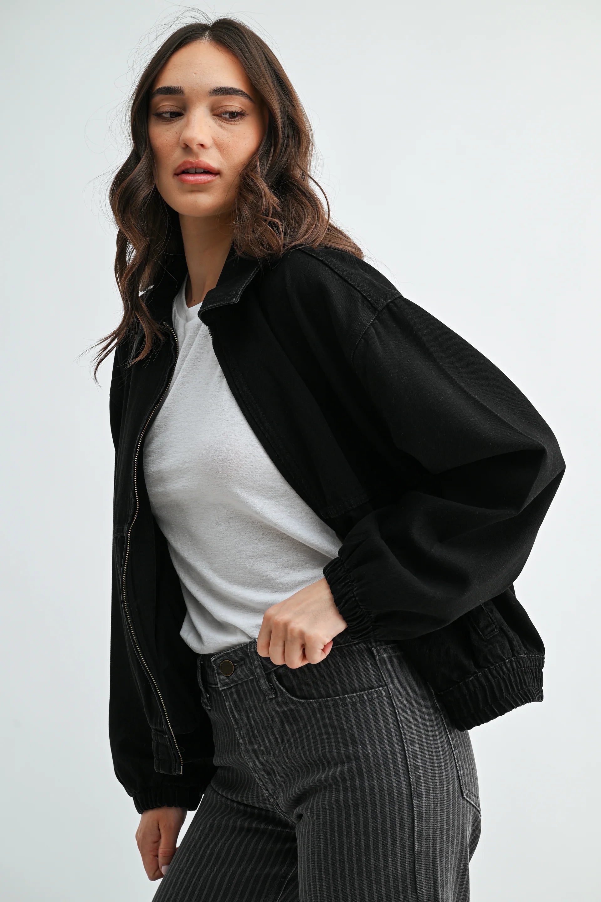 JBD Black Denim Zip Jacket