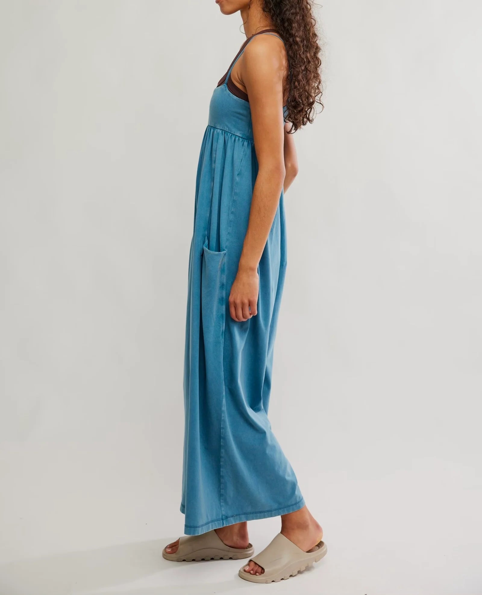 Free People Hot Shot Strappy Onesie-Riptide