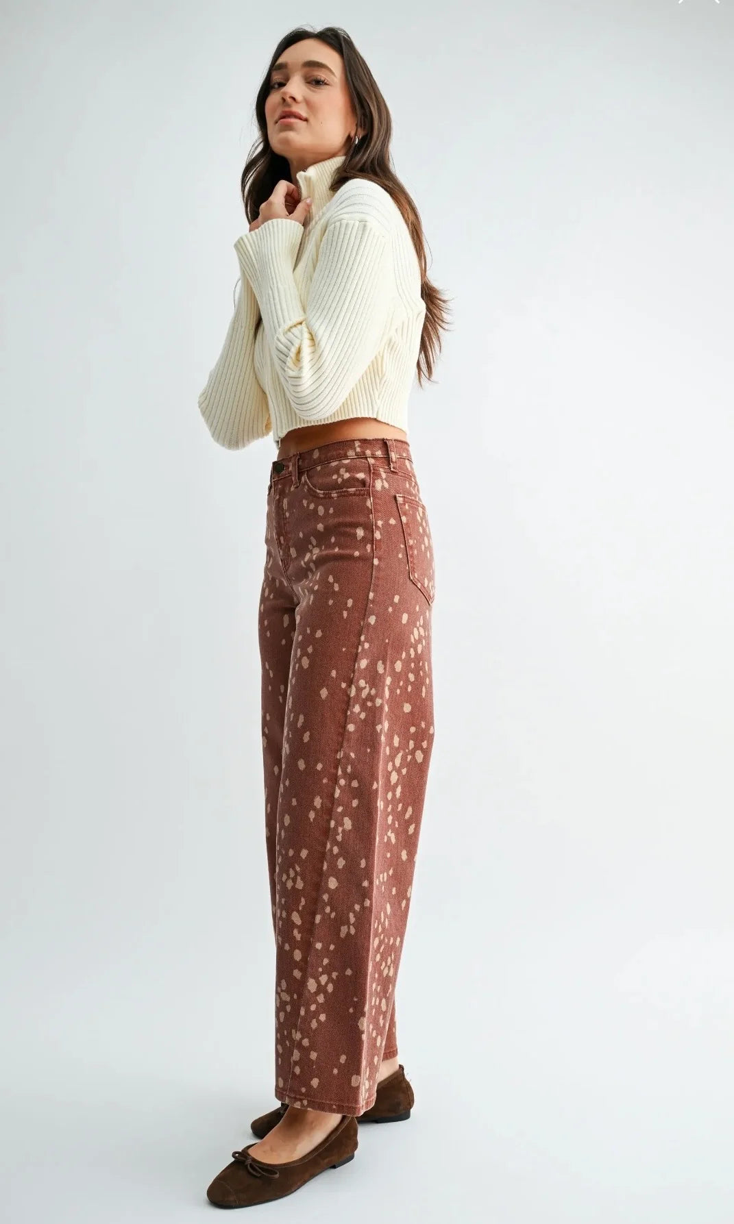 Straight Leg Deer Print Pants