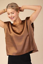 ROUND NECK SATIN TOP