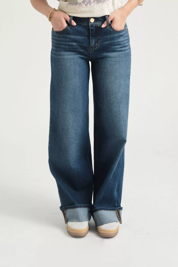 Denim 1822 Slim wide leg w/ cuff-Oaklee