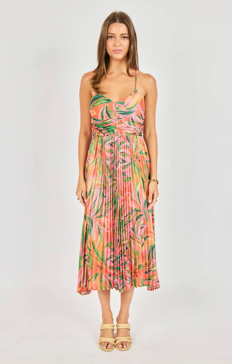 SADIE & SAGE SUNSET RIDGE PLEATED MIDI DRESS