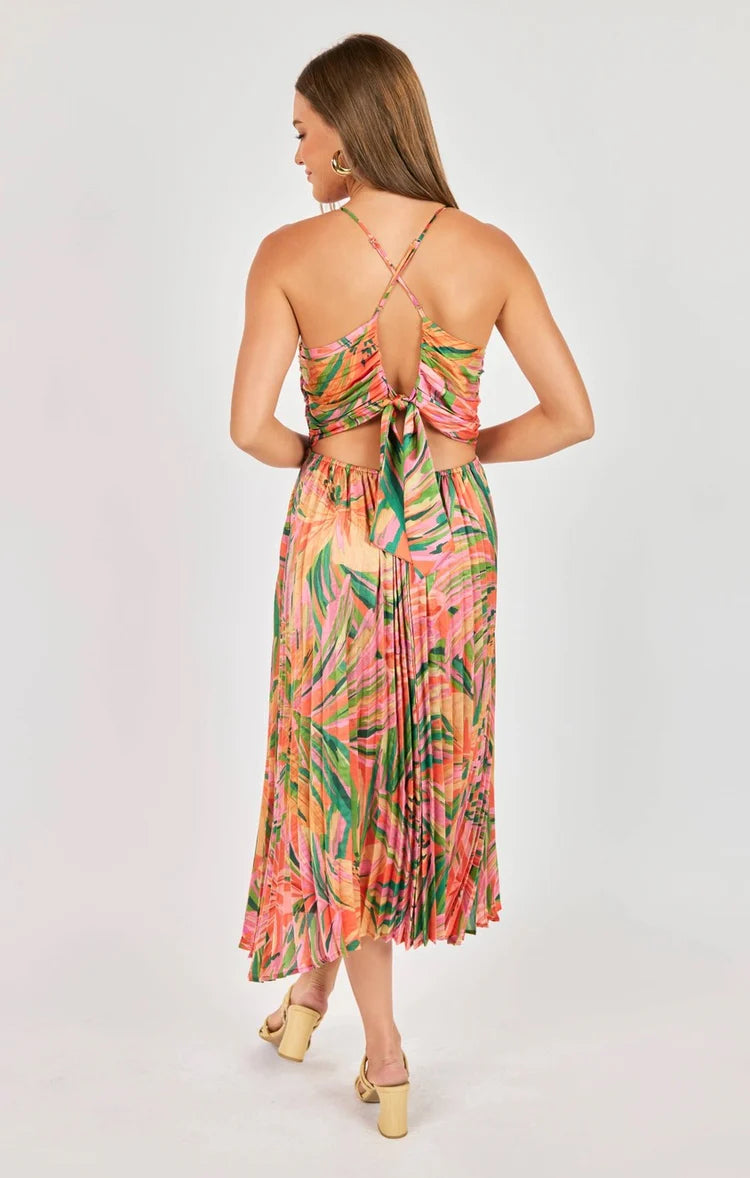 SADIE & SAGE SUNSET RIDGE PLEATED MIDI DRESS