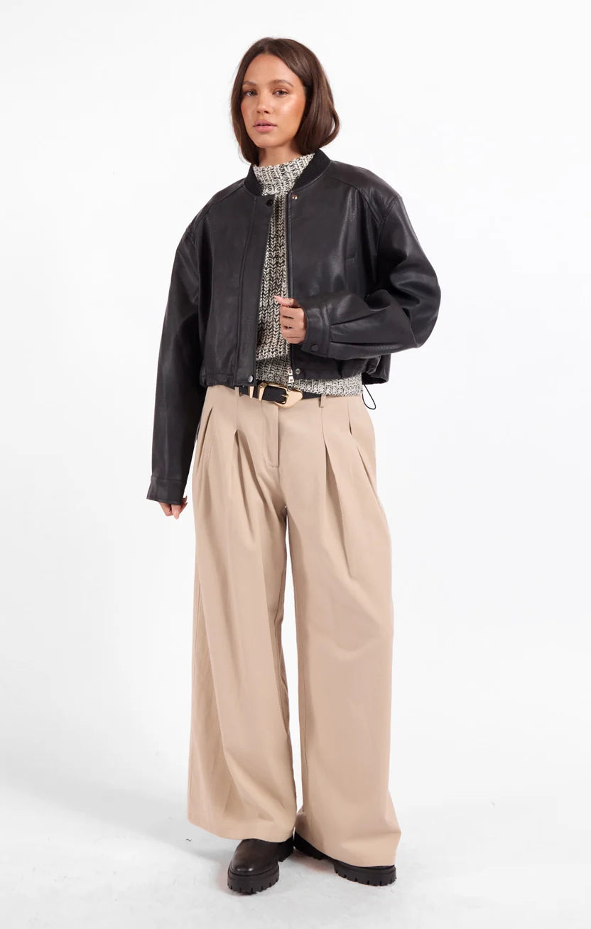 Academy Vegan Leather Bomber Jacket LJ3591