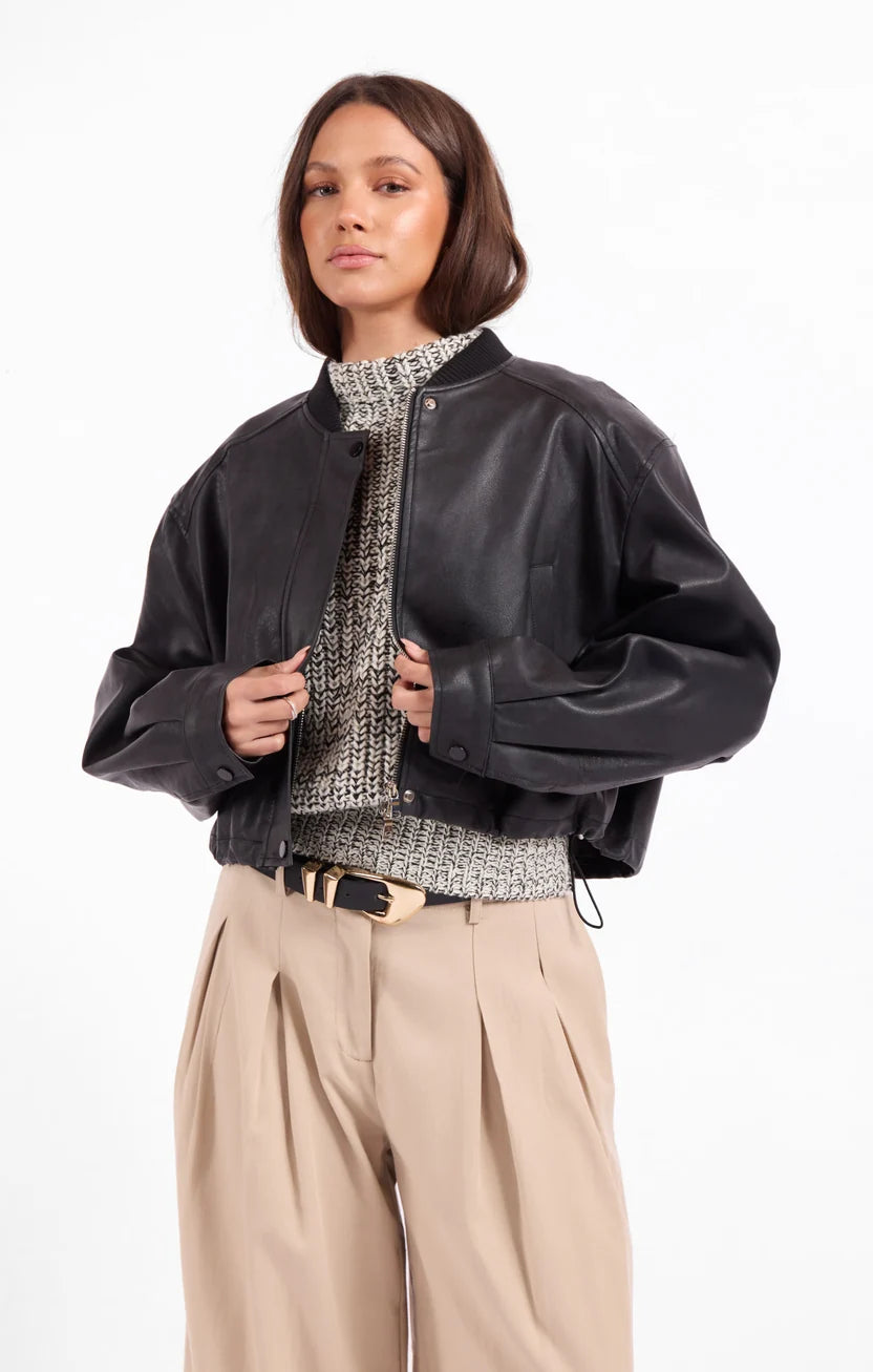 Academy Vegan Leather Bomber Jacket LJ3591
