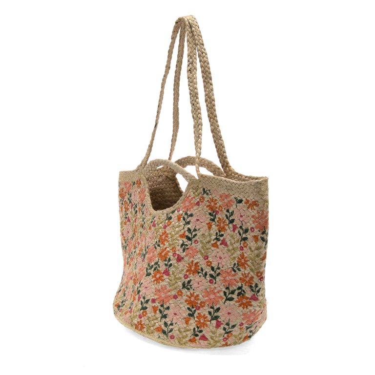 Joy Susan Coral Painted Daisies Anya Jute Tote