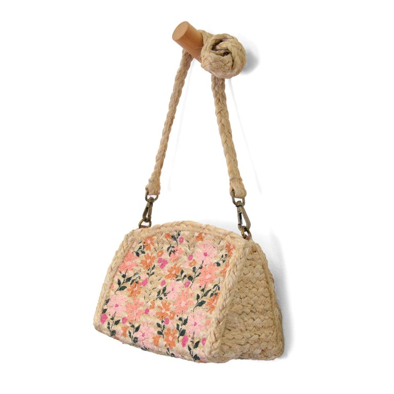 Joy Susan Coral Painted Daisies Miley Jute Crossbody