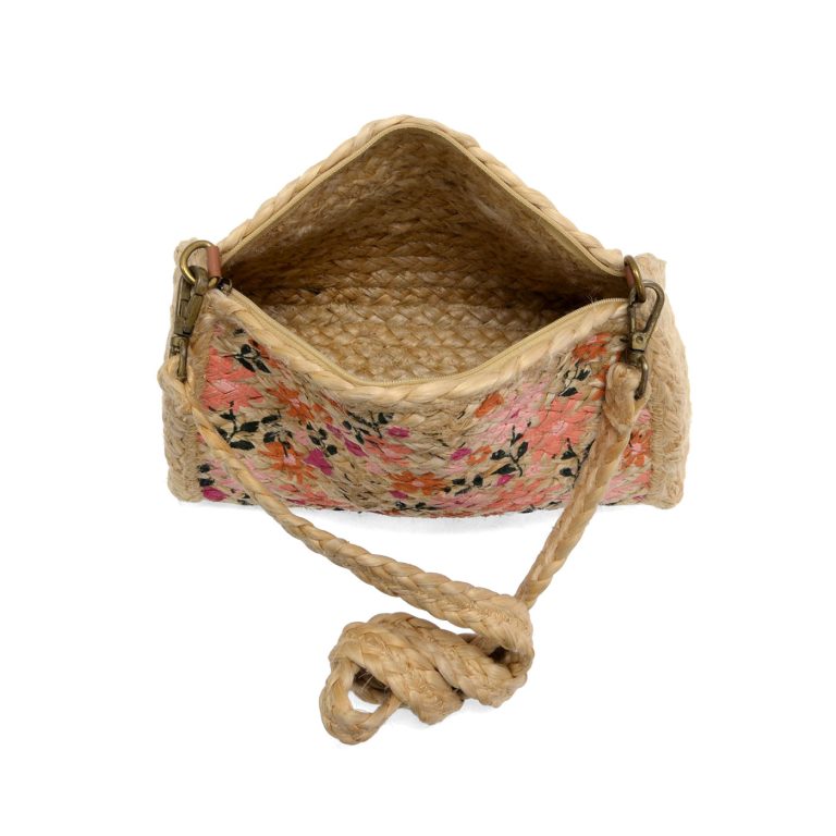 Joy Susan Coral Painted Daisies Miley Jute Crossbody