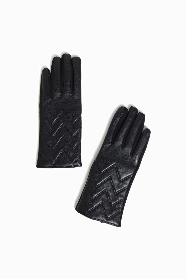 QUILTED FAUX LEATHER GLOVES